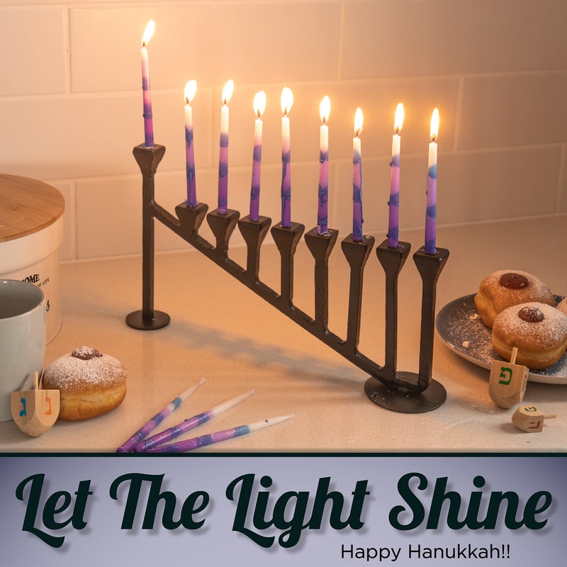 Stur-De Hanukkah Menorah 9-Branch Hanukiah - Decorative Menorahs for Chanukah, Handcrafted Iron Candlestick Holder - Compatible with Small Menorahs Hannukah Candles (MD25006) - Image 3